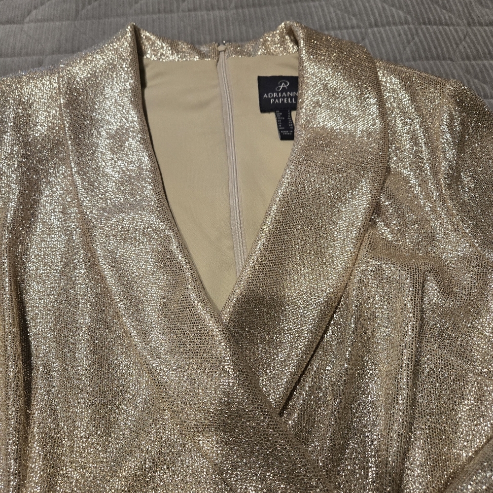 Adrianna Papell Women's Metallic-Knit Tuxedo Dress - Picture 5 of 8